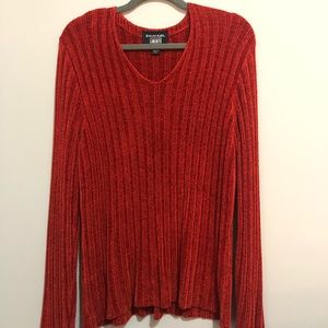 Red Orange V-neck Sweater